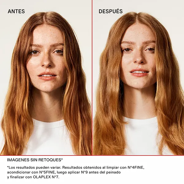 Resultado en cabello fino. Antes y después con Olaplex N4Fine