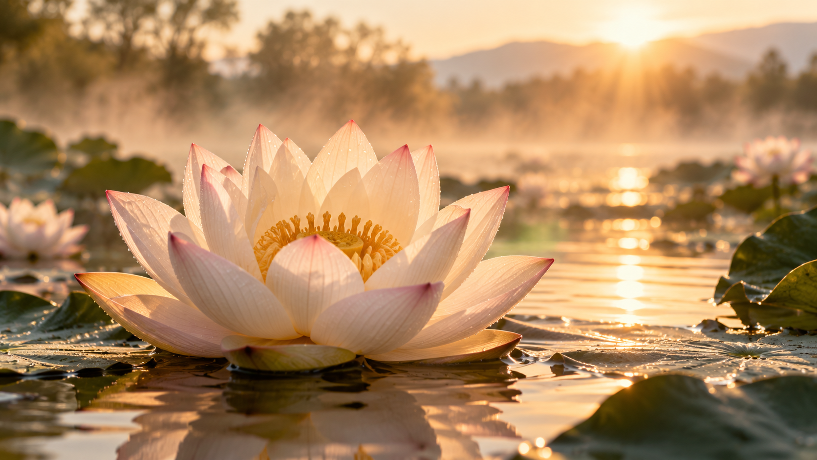 Flor de loto sagrado Nelumbo nucifera, activo principal de LOTUSÉA